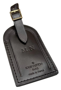 Louis Vuitton Leather Luggage Tag w/ MN Initials Goldtone Damier Ebene