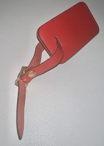Louis Vuitton Red Leather  Name Tag w/ IK Hot Stamp Horizon Goldtone