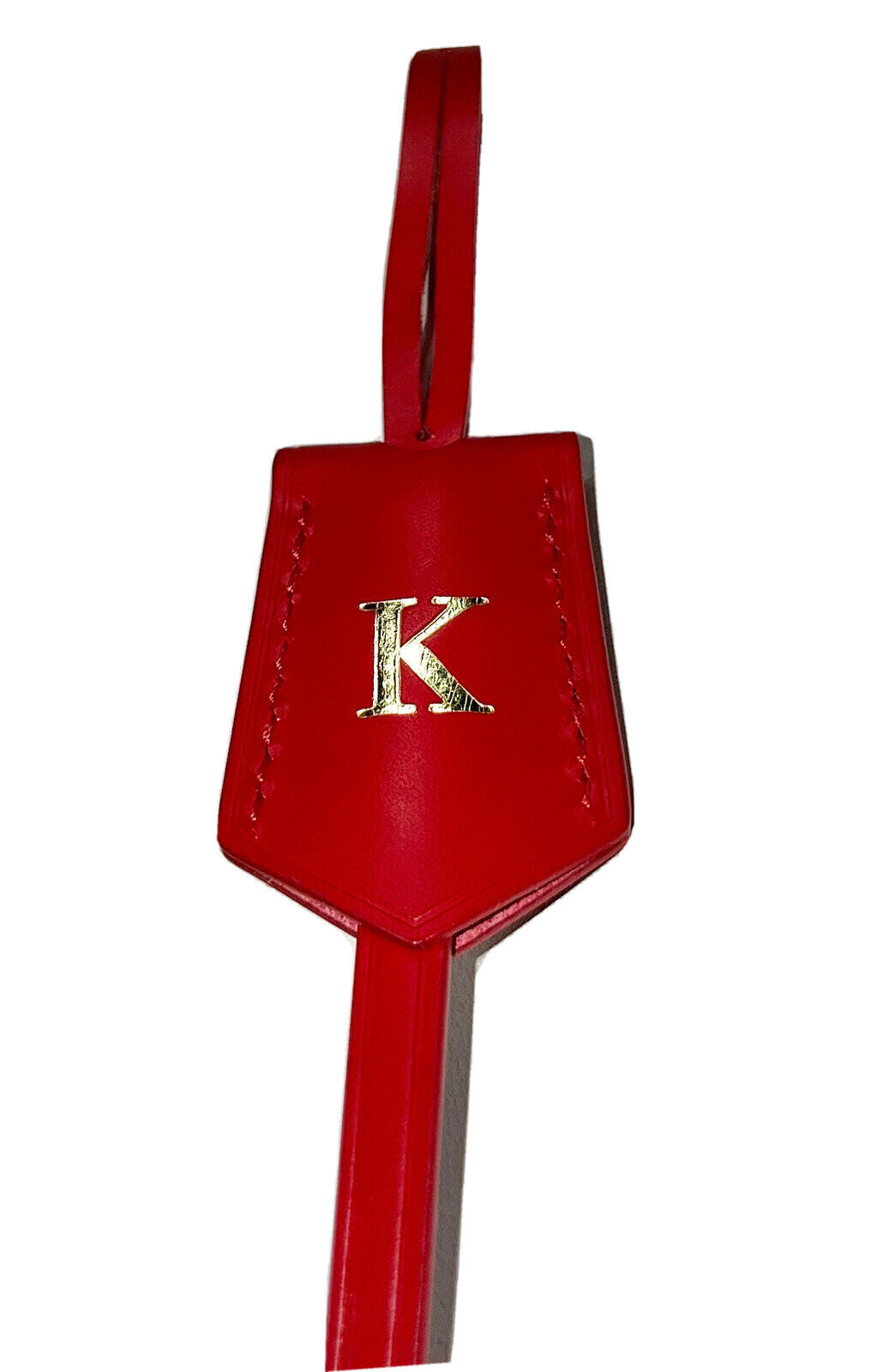 Louis Vuitton Red Clochette Tag Key Holder Bell w/ K Golden Initial Bag Charm