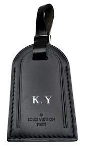 Louis Vuitton Name Tag w/ KY Initials Silvertone Black Calfskin Paris 🇫🇷