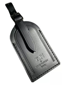 Louis Vuitton Name Tag w/ TN Initials Black Calfskin Silver or Goldtone UEC 🇫🇷