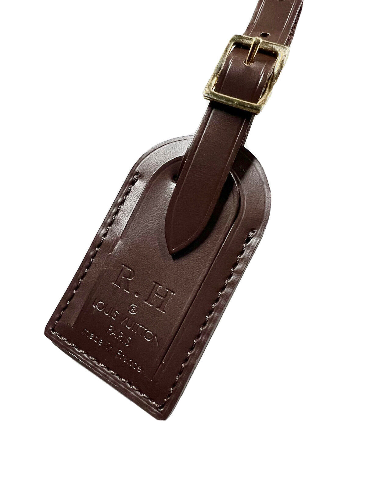Louis Vuitton Luggage Tag w/ RH Initials Damier Ebene Leather Mint Small