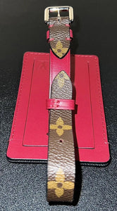 Louis Vuitton Red XL Luggage Tag w/ Classic Strap Silver LV Bracelet