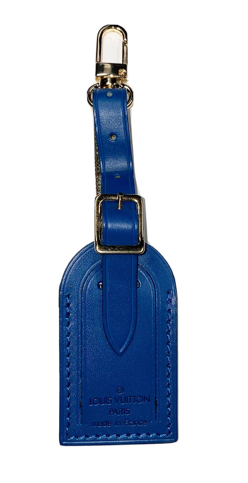 Louis Vuitton Name Tag Blue Toledo Small Goldtone Calfskin Leather - NO Initials