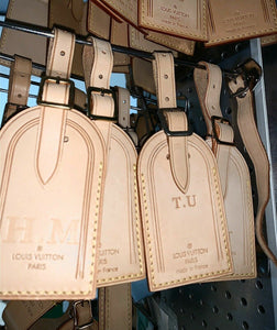 Louis Vuitton Vachetta Name Tag w/ SK Initials - Goldtone Large 🇫🇷