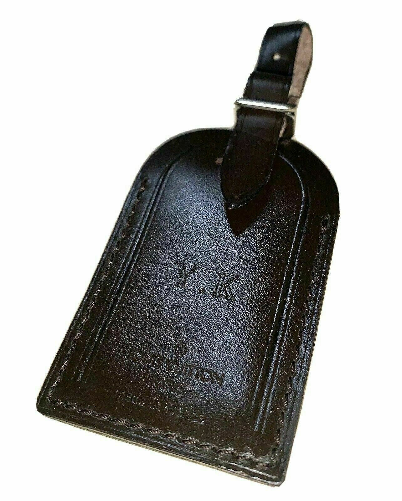 Louis Vuitton Name Tag Calfskin Leather Dark Brown w/ YK Initials