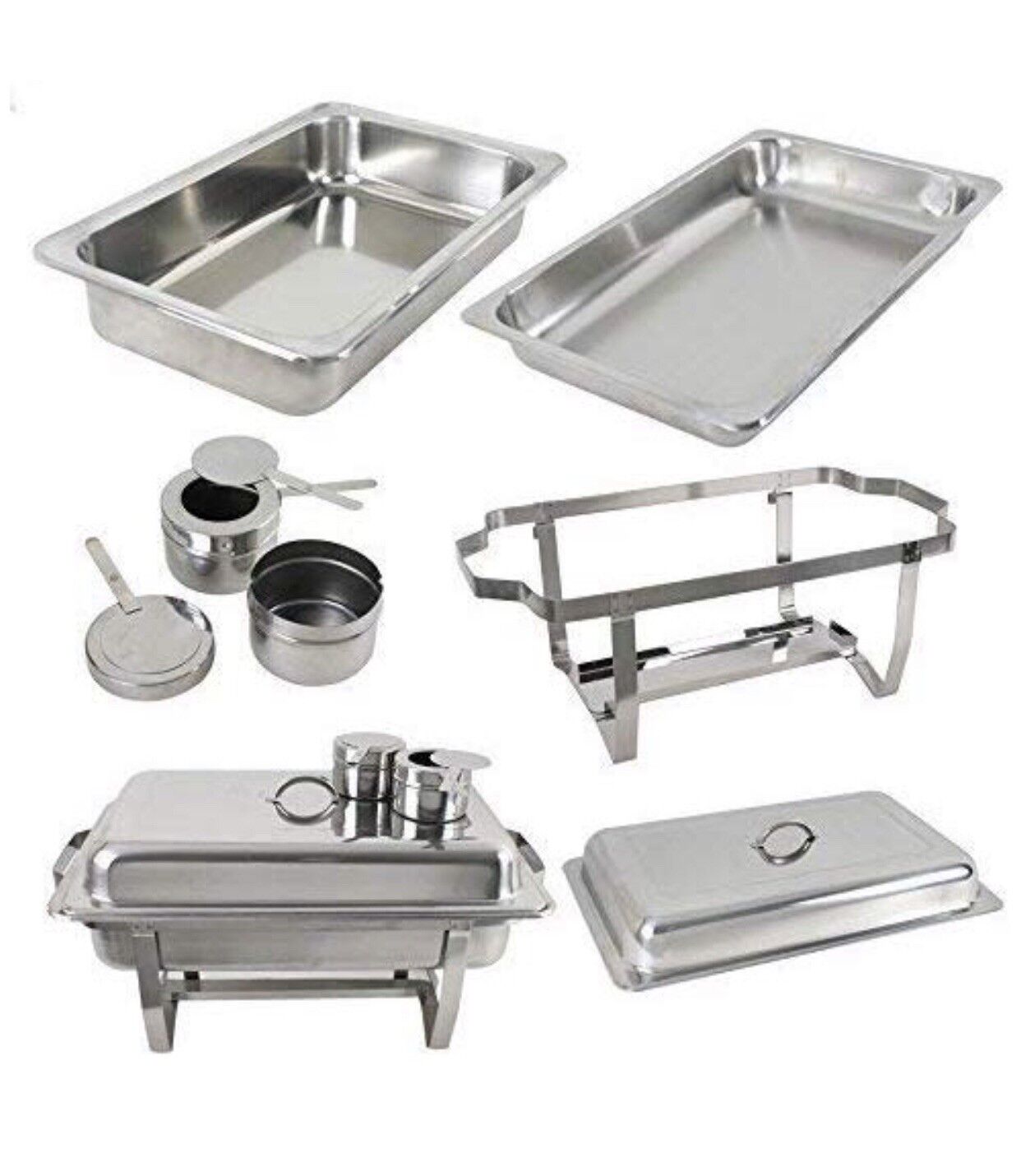 Stainless Steel CHAFER DISH - 8 QT Full Size Buffet Catering Party - 4 pack