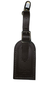 Louis Vuitton Luggage Tag Dark Brown Calfskin w/ TK Initials Goldtone