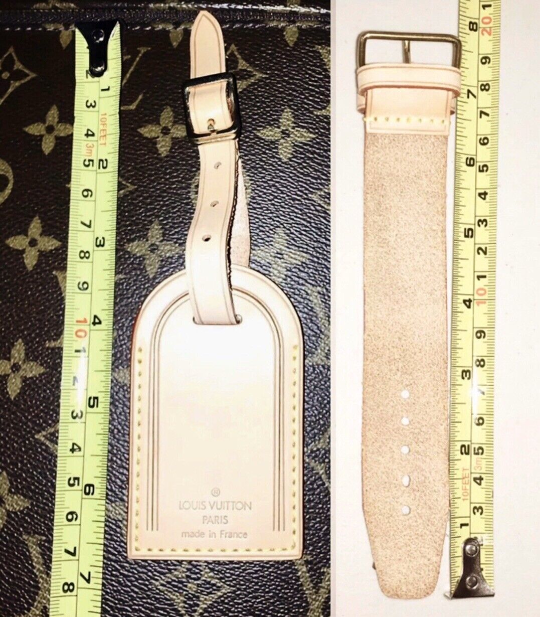 Authentic Louis Vuitton Luggage Bag Tag w/ Strap- “Restored” One Set Large 🇫🇷