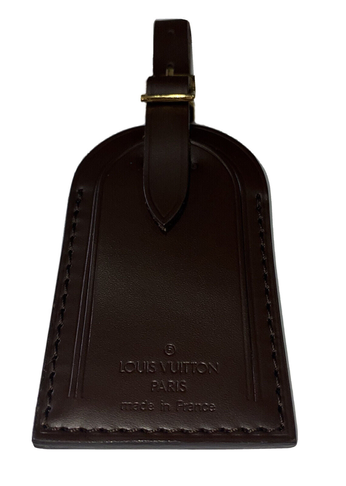 Louis Vuitton Name Tag Brown Goldtone Maroon UEC Leather