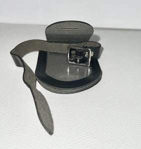 Louis Vuitton Luggage Tag w/ YT Initials Large Silver Black Calfskin Paris