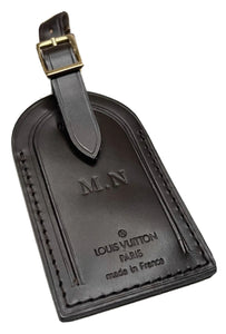 Louis Vuitton Luggage Tag w/ MN Initials Goldtone Damier Ebene -🇫🇷