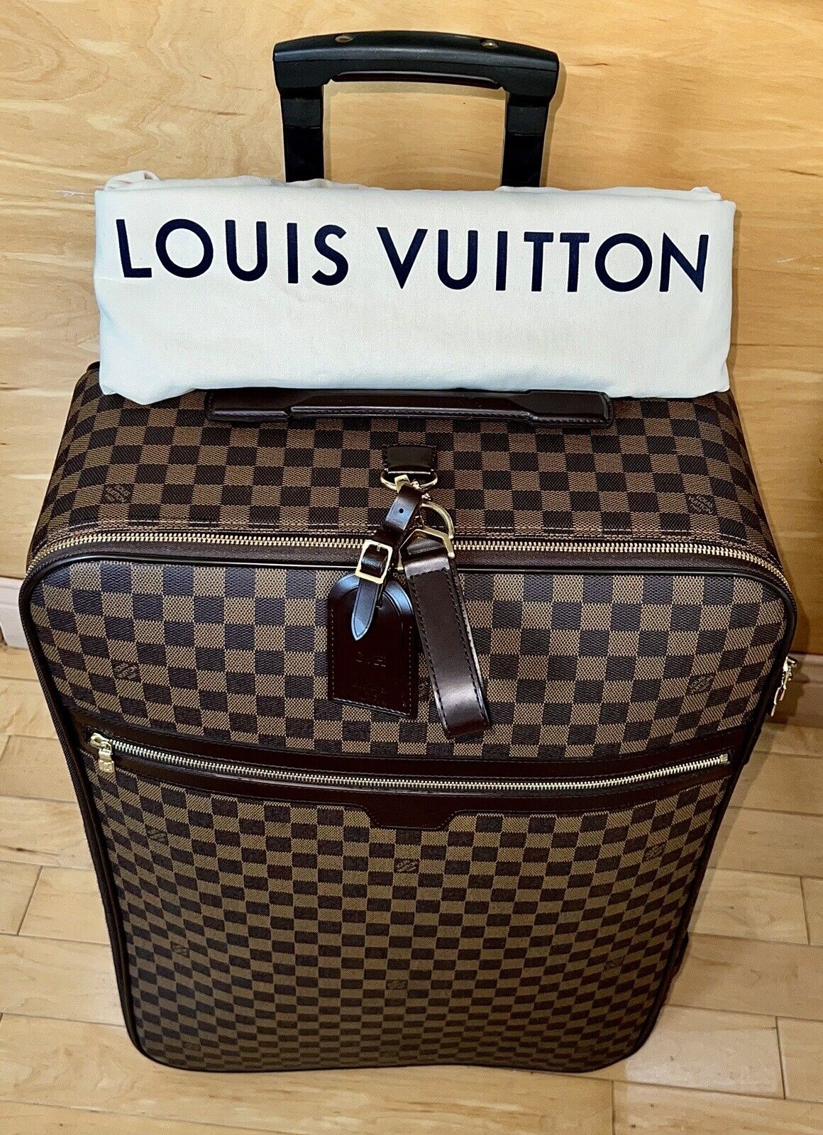 Louis Vuitton Pegase Damier Ebene Suitcase Bag w/ Dustbag Padlock Strap Tag UEC