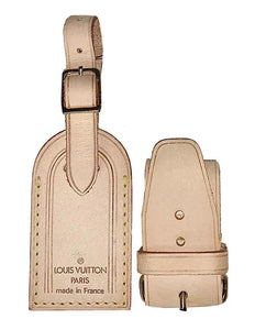 Authentic Louis Vuitton Luggage Tag w/ Loop Strap Set -  Restored piece Small