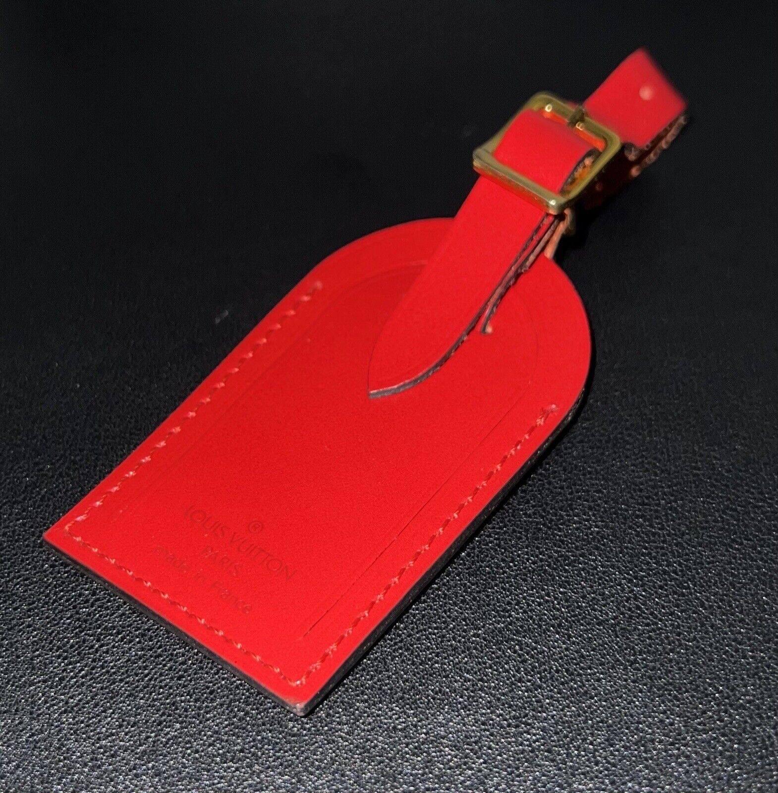 Louis Vuitton Deep Red Name Tag Calfskin Blank Tag Authentic France 🇫🇷