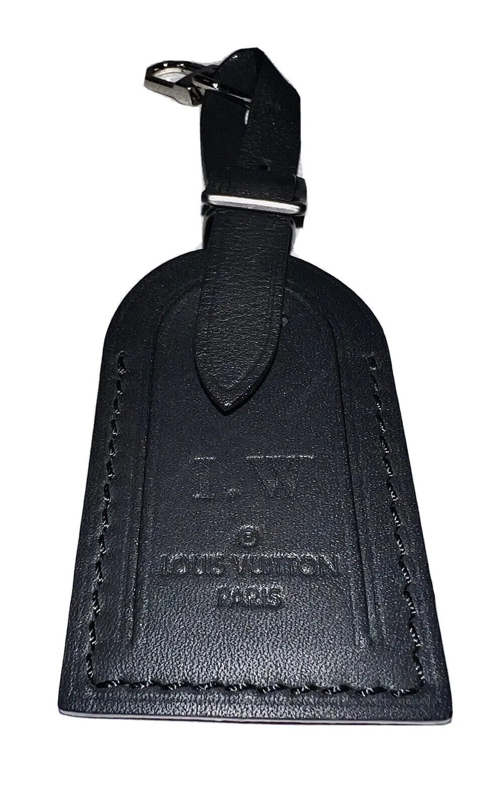 Louis Vuitton Luggage Tag ID IW Initials - Black Calf Leather Small