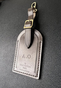 Louis Vuitton Name Tag w/ AO Initials Goldtone Damier Ebene