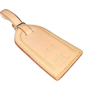 Louis Vuitton Luggage Tag w/ MT Initials Natural Vachetta Large Authentic