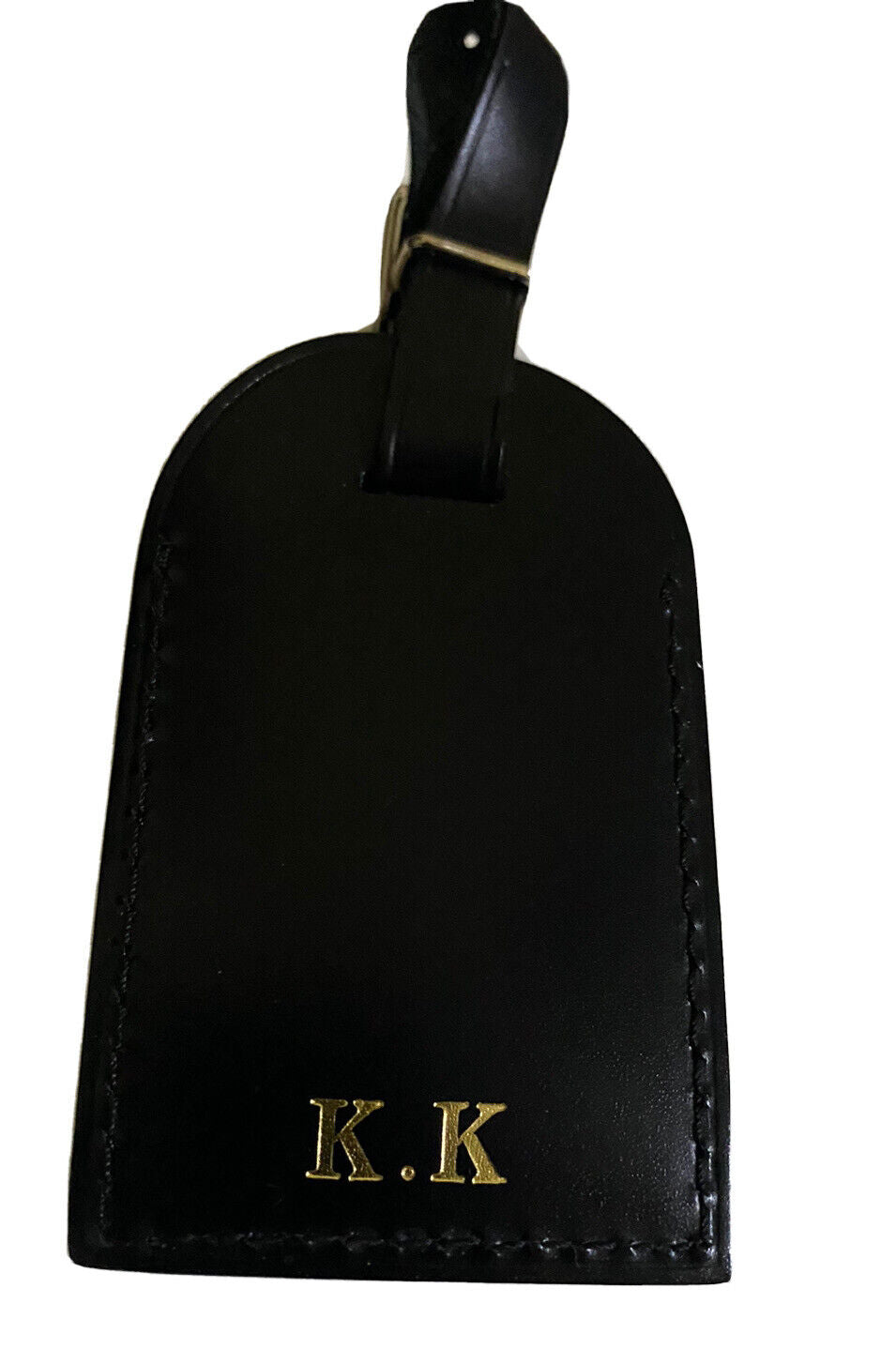 Louis Vuitton Kiwi Hotstamp Noir Leather Luggage Tag