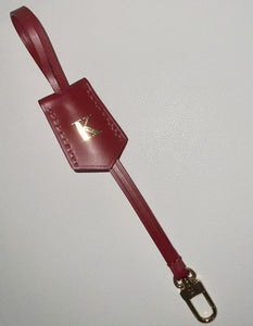 Louis Vuitton Gold Red Clochette Tag Key Holder Bell w/ K Initial Pristine