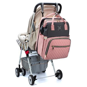 Quilted Pink Baby BackpackDiaper Bag + Warmer Travel Bassinet Bed