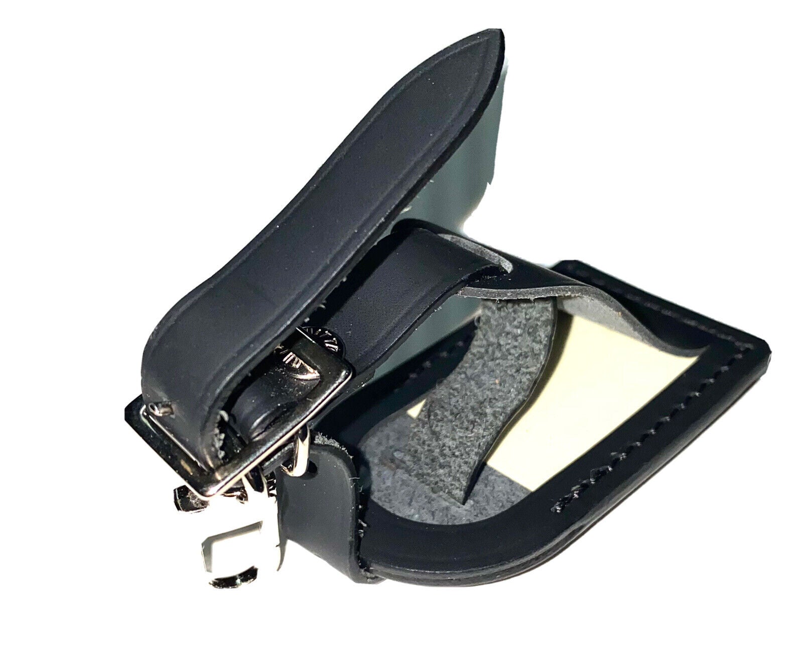 Louis Vuitton Luggage Tag w/ IS Initials Black Leather Small - Silvertone UEC