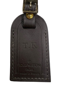 Louis Vuitton Luggage Tag Dark Brown Calfskin w/ TK Initials Goldtone