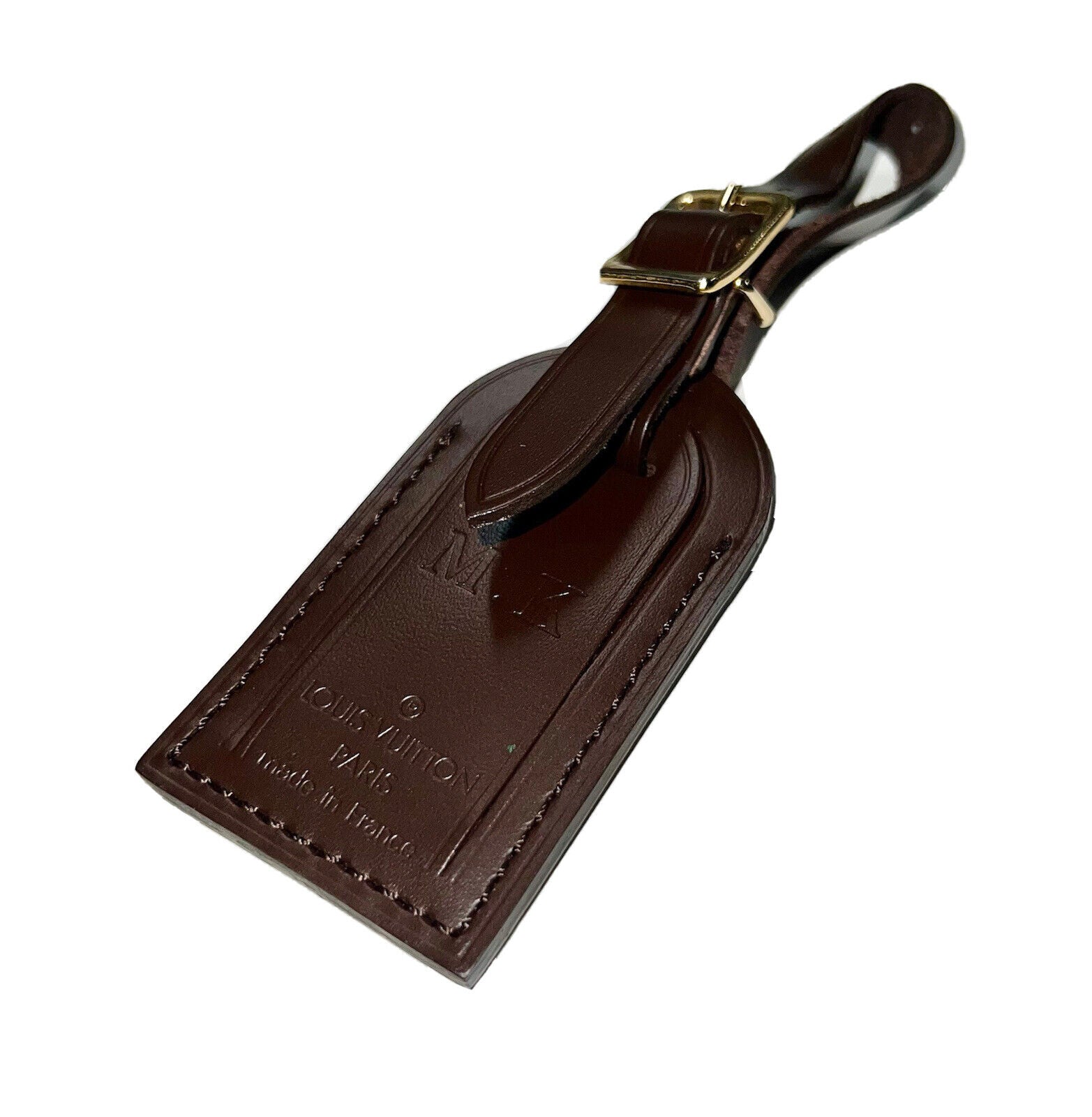 Louis Vuitton Name Tag w/ MK Hot Stamped Damier Calfskin Goldtone Small