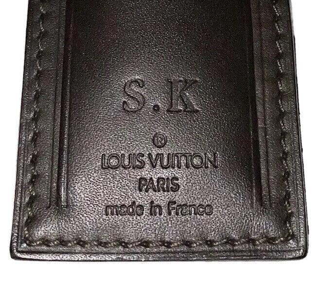 Louis Vuitton Name Tag w/ SK Initials Dark Brown Large Leather  🇫🇷