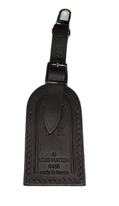 Louis Vuitton Luggage Tag Dark Brown Calfskin w/ TK Initials Goldtone