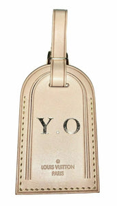 Louis Vuitton Luggage Tag Natural Vachetta Goldtone w/ YO Initials Large UEC