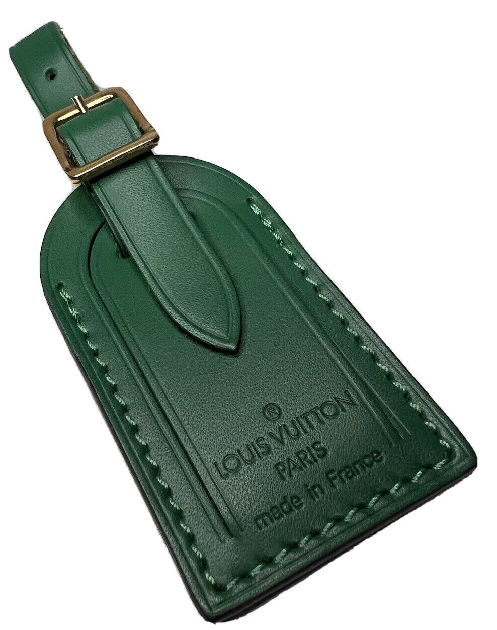 Louis Vuitton Green Luggage Tag Calfskin Goldtone Small- France UEC - 1 Pc