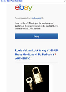 Louis Vuitton PadLock & Key Any # Brass Gold Charm Lock For LV Bag 💯% AUTHENTIC