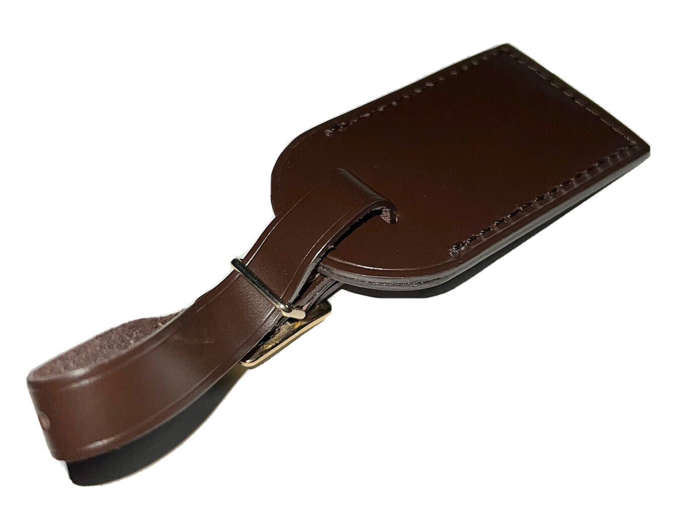 Louis Vuitton Bag Name Tag w/ MK Initials Small Damier Ebene Leather